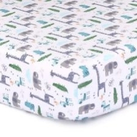 The Peanut Shell Animal Zoo Cot Fitted Sheet Colourful Animals
