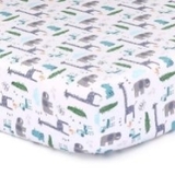 The Peanut Shell Animal Zoo Cot Fitted Sheet Colourful Animals image 0