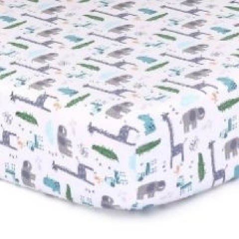 The Peanut Shell Animal Zoo Cot Fitted Sheet Colourful Animals image 0 Large Image