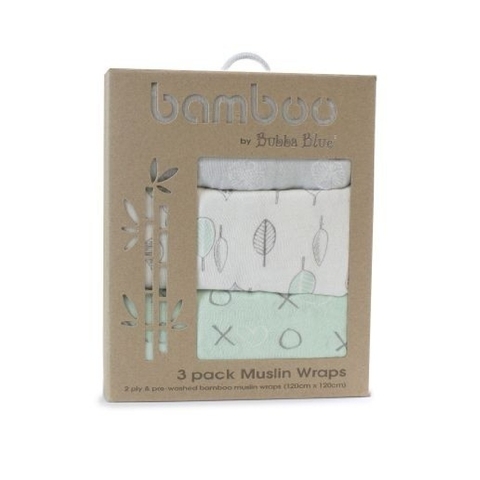 Bubba Blue Mint Meadow Muslin Wrap 3 Pack image 0 Large Image