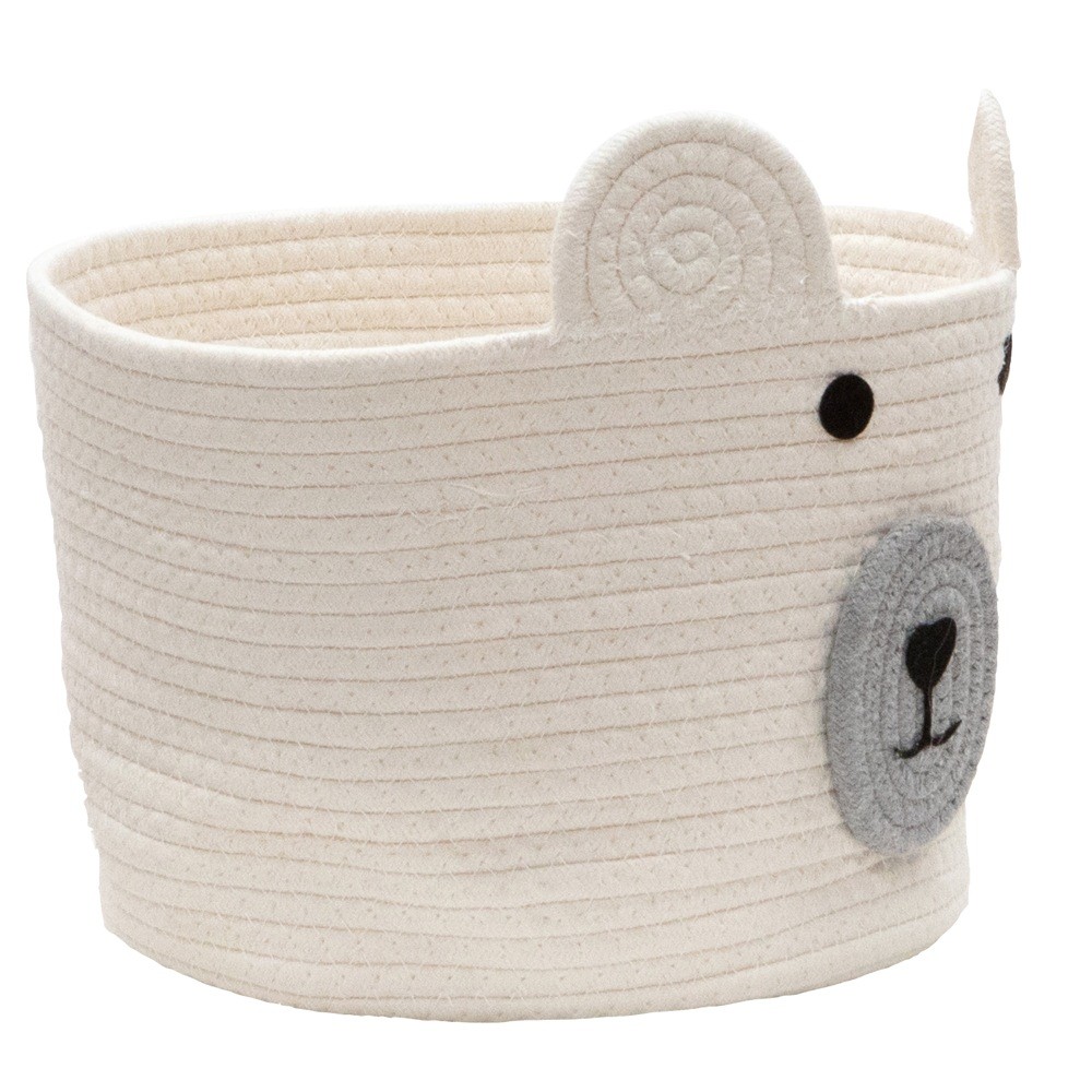 Bilbi Cotton Rope Basket Bear White Small Storage Baby Bunting AU