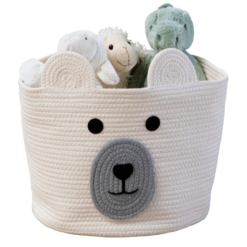Bilbi Cotton Rope Basket Bear White Large Storage Baby Bunting AU