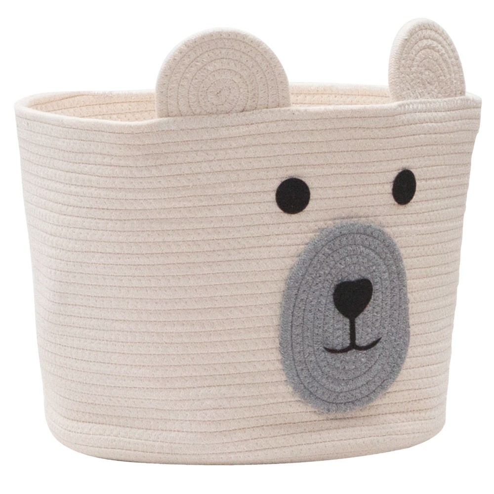 Bilbi Cotton Rope Basket Bear White Large Storage Baby Bunting AU