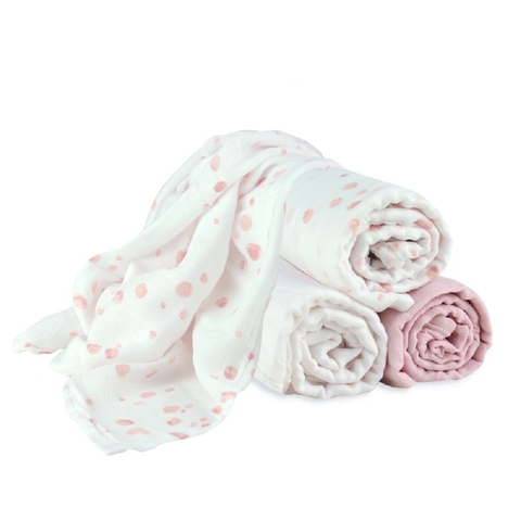 Little Bamboo Muslin Wrap Dusty Pink 3 Pack image 0 Large Image