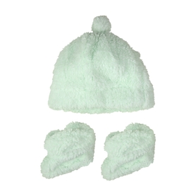 The Little Linen Company Sherpa Beanie & Bootie Muted Mint
