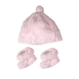 The Little Linen Company Sherpa Beanie & Bootie Pastel Pink