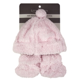 The Little Linen Company Sherpa Beanie & Bootie Pastel Pink image 1