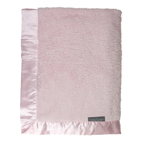 The Little Linen Company Sherpa Stroller Blanket Pastel Pink image 0 Large Image