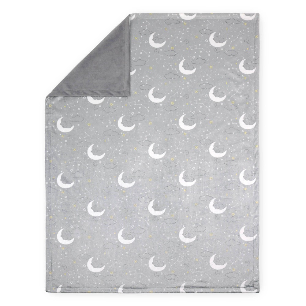 4Baby Velour Blanket Grey Moon & Stars Pram & Baby Bunting AU