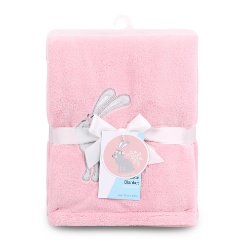 4Baby Fleece Blanket Pink Bunny Applique image 0 Large Image