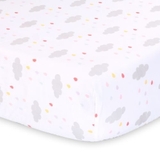 The Peanut Shell Rainbow Sprinkles Cot Fitted Sheet Clouds image 0