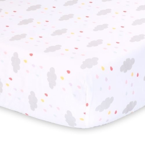 The Peanut Shell Rainbow Sprinkles Cot Fitted Sheet Clouds image 0 Large Image