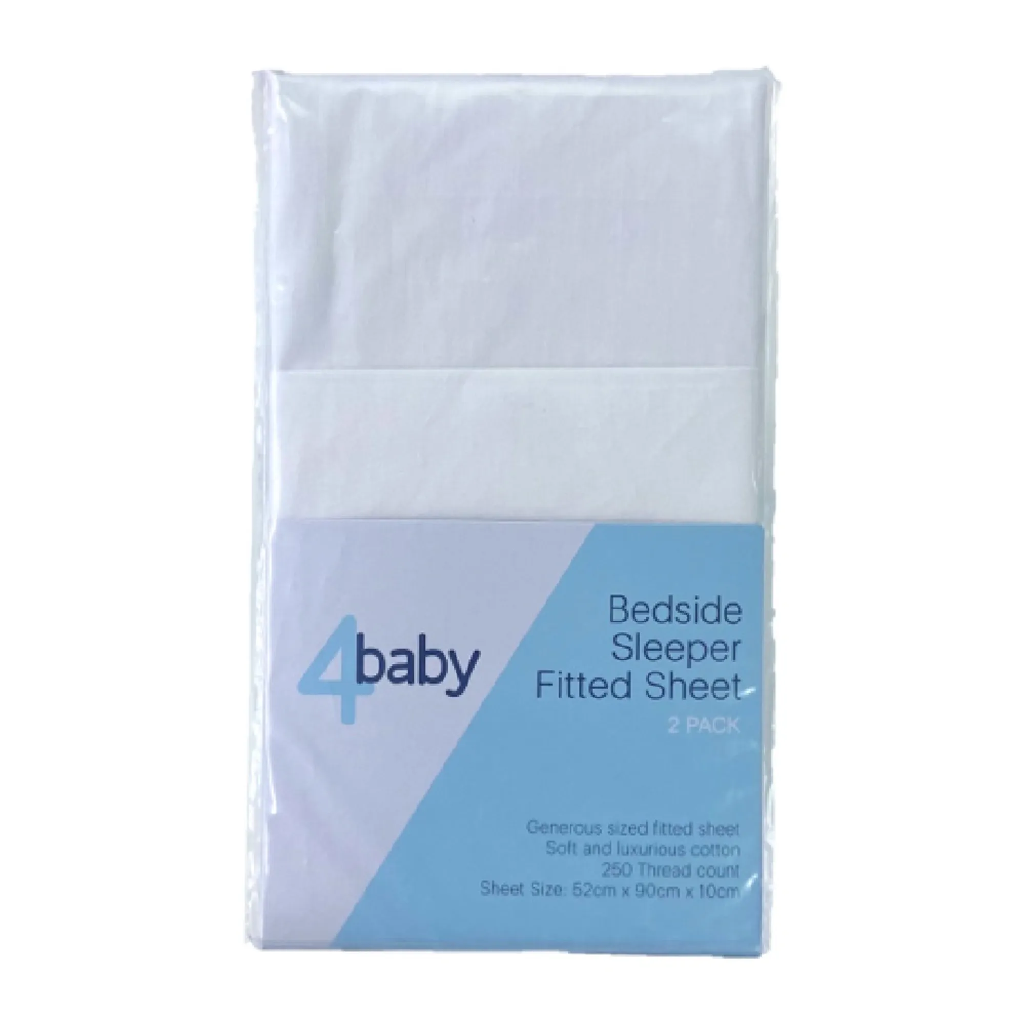4Baby Bedside Sleeper Fitted Sheet New White 2 Pack