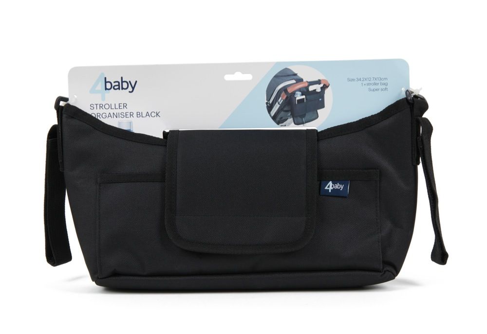 4Baby Stroller Organiser Black | Trays & Attachments | Baby Bunting AU
