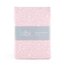 Bilbi Jersey Cot Fitted Sheet Pink Floral
