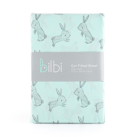 Bilbi Jersey Cot Fitted Sheet Green Bunny image 0 Large Image