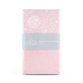 Bilbi Jersey Bassinet Fitted Sheet Pink Floral 2 Pack