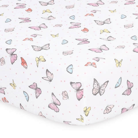 The Peanut Shell Whisper Butterfly Cot Fitted Sheet Butterfly image 0 Large Image