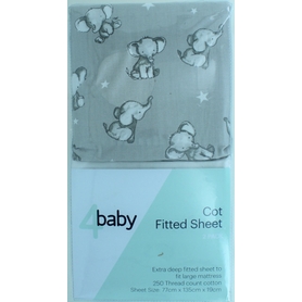 4Baby Cot Fitted Sheet Ellie 2 Pack