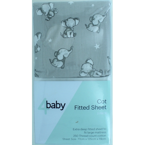 4Baby Cot Fitted Sheet Ellie 2 Pack image 0 Large Image