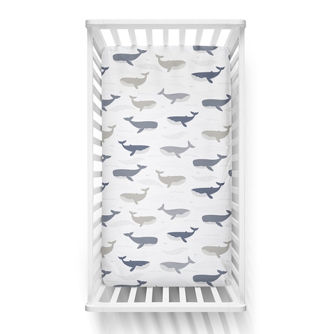 Lolli Living Oceania Cot Fitted Sheet Whales image 0 Large Image