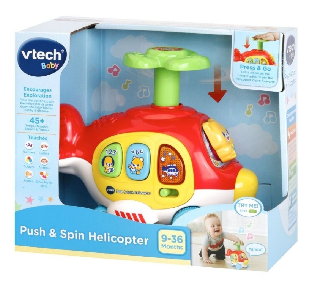 Vtech Baby Push & Spin Helicopter | Interactive Toys | Baby Bunting AU