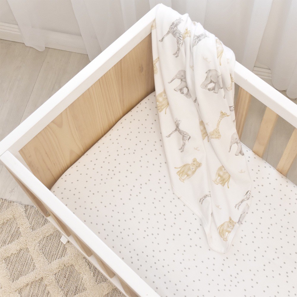 Living Textiles Savanna Fitted Sheet 2 Pack Baby Bunting AU