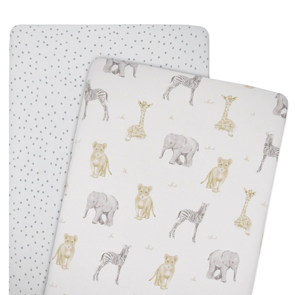 Living Textiles Savanna Co Sleeper Fitted Sheet 2 Pack Bassinet