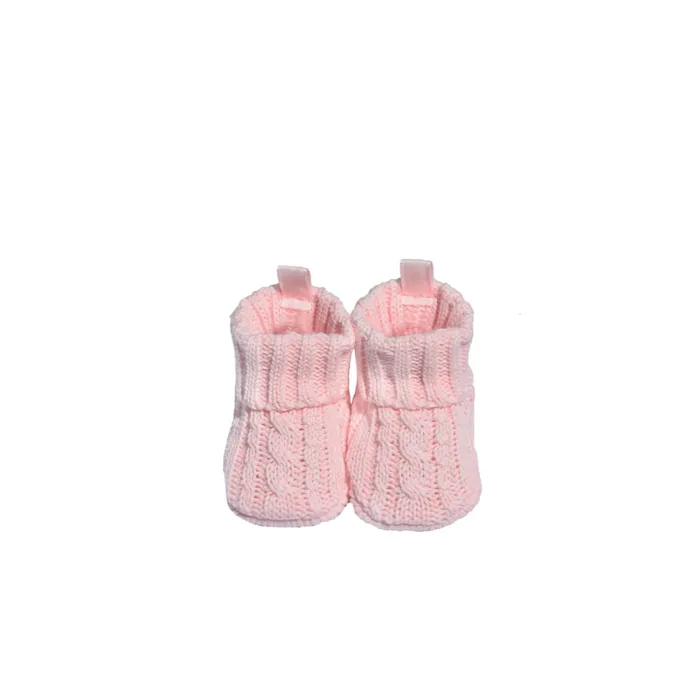 Playette Cable Knitted Bootie Pink 0-6 Months