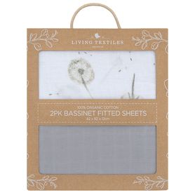 Living Textiles Organic Bassinet Fitted Sheet Dandelion 2 Pack