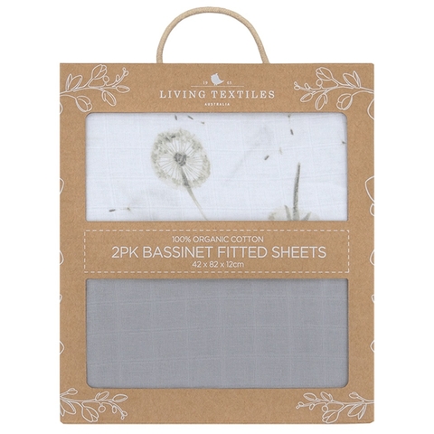 Living Textiles Organic Bassinet Fitted Sheet Dandelion 2 Pack image 0 Large Image