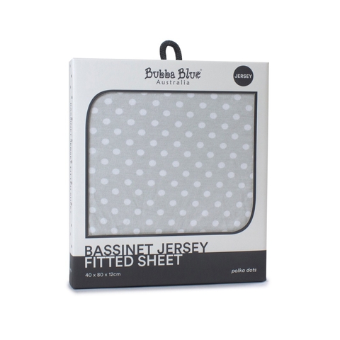 Bubba Blue Polka Dot Jersey Bassinet Fitted Sheet Grey (Online Only) image 0 Large Image
