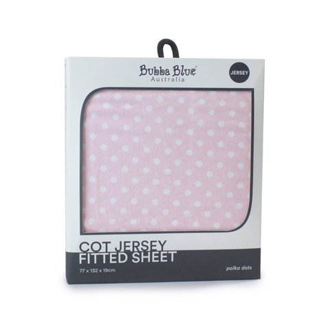 Bubba Blue Polka Dot Jersey Cot Fitted Sheet Pink (Online Only) image 0 Large Image