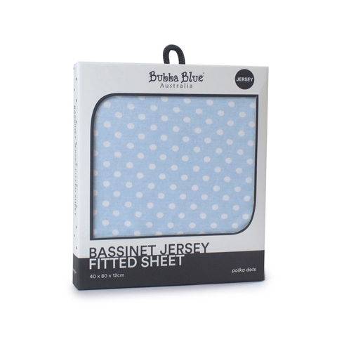 Bubba Blue Polka Dot Jersey Bassinet Fitted Sheet Blue (Online Only) image 0 Large Image