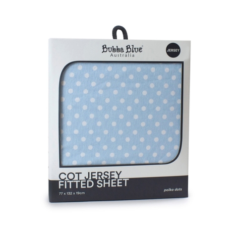 Bubba Blue Polka Dot Jersey Cot Fitted Sheet Blue (Online Only) image 0 Large Image