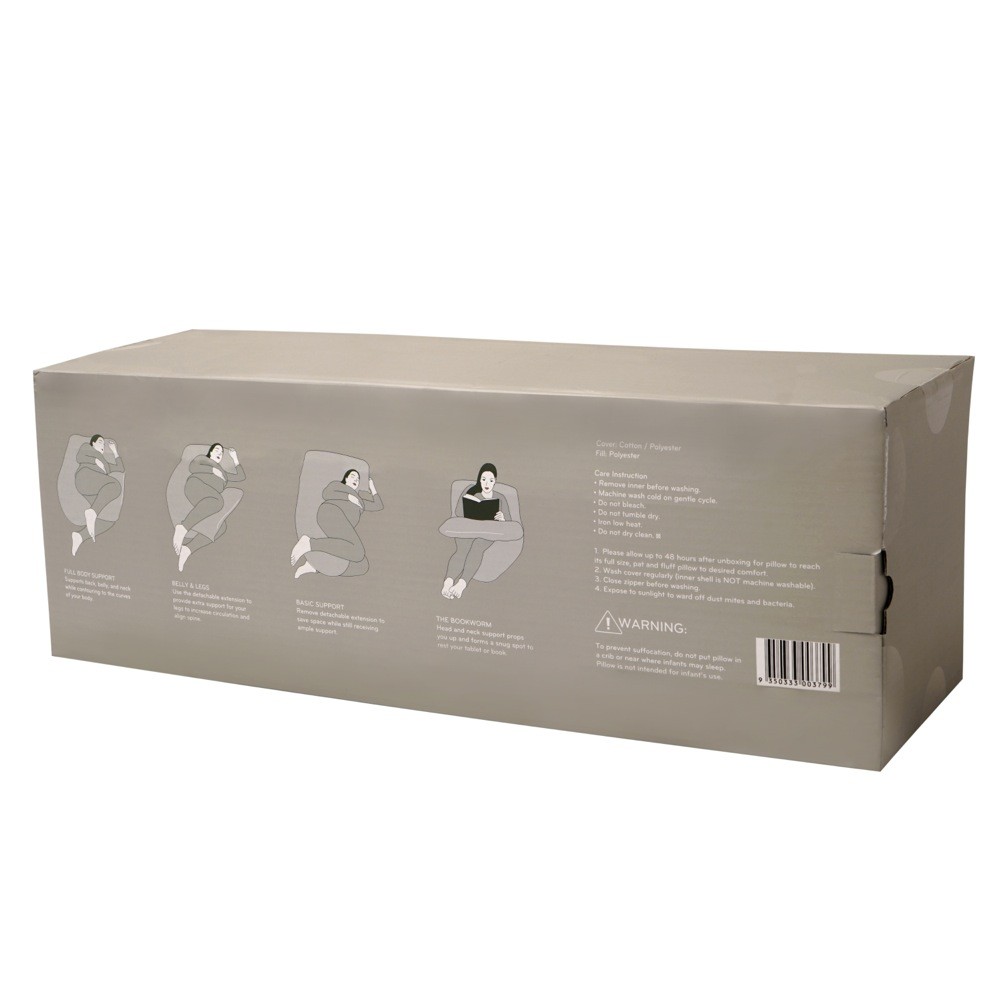 Bilbi Extendable Body Pillow Grey Sleep Positioners Baby Bunting AU