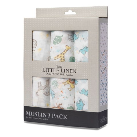 The Little Linen Co Muslin Safari Bear 3 Pack image 0 Large Image