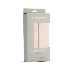 Little Bamboo Jersey Bassinet Fitted Sheet Herringbone Dusty Pink 2 Pack