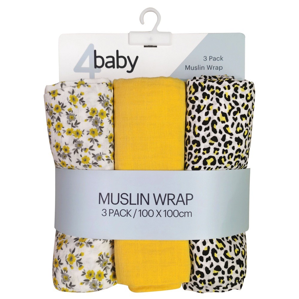 4Baby Muslin Wrap Animal 3 Pack Wraps Baby Bunting AU