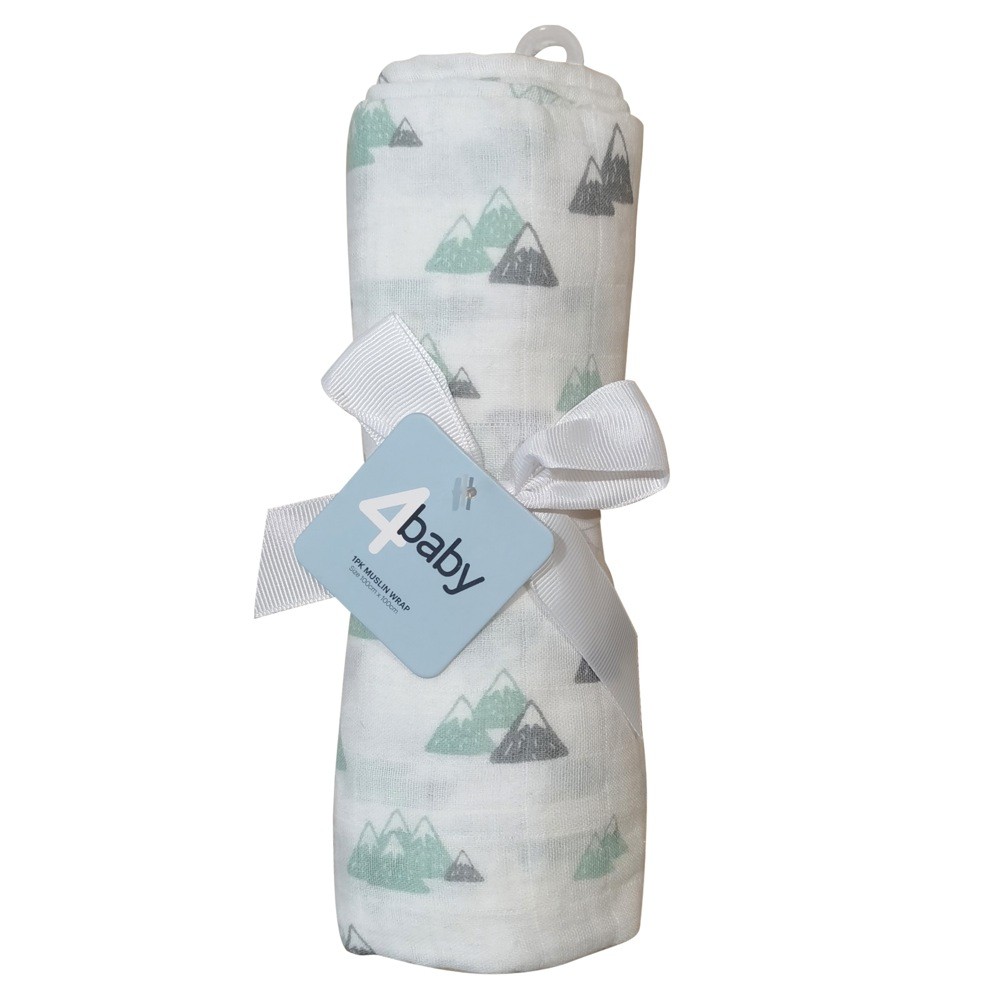 4Baby Muslin Wrap Mountains 1 Pack Wraps Baby Bunting NZ