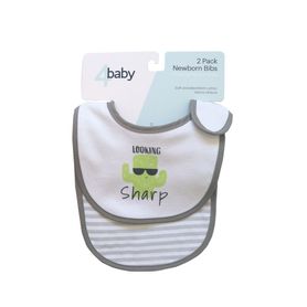 4Baby Newborn Slogan Bib -Looking Sharp - 2 Pack