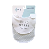 4Baby Newborn Slogan Bib - Hello World I'm Here -2 Pack image 0