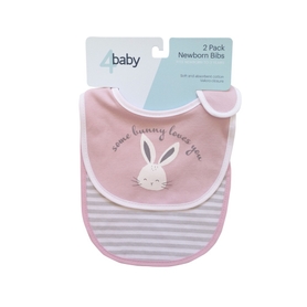 4Baby Newborn Slogan Bib - Some Bunny Loves You - 2 Pack