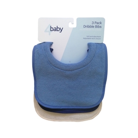 4Baby Newborn Dribble Bib - Blue - 3 Pack