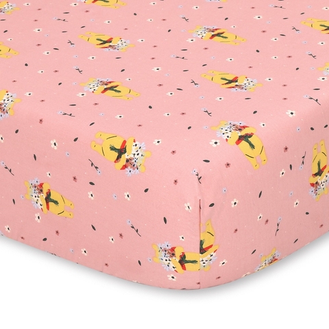 Disney Into The Blooms Pooh Cot Fitted Sheet image 0 Large Image