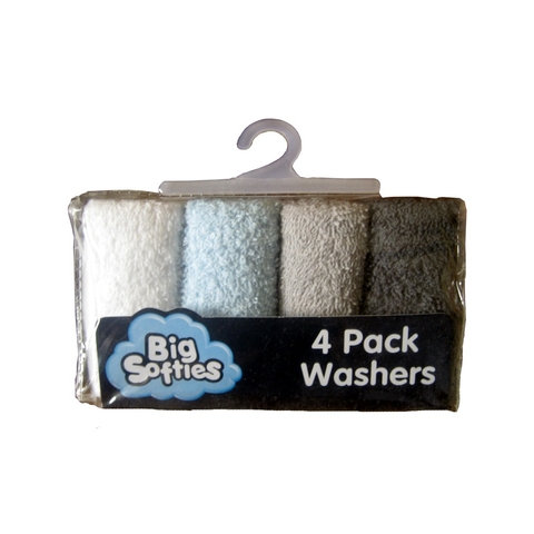Big Softies Cotton Wash Cloth Pastel Boy 4 Pack image 0 Large Image