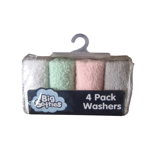 Big Softies Cotton Wash Cloth Pastel Girl 4 Pack image 0 Large Image
