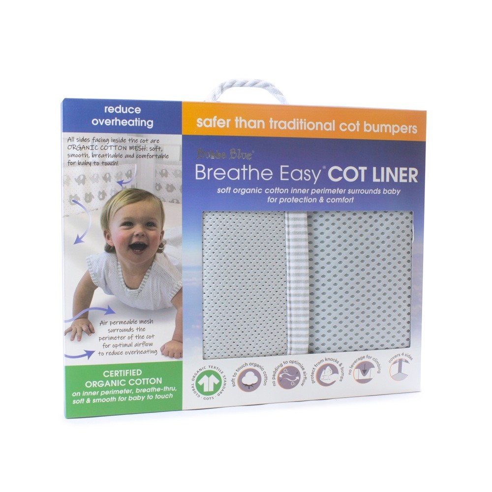 Bubba Blue Breathe Easy Cot Liner Grey Bumpers Baby Bunting NZ