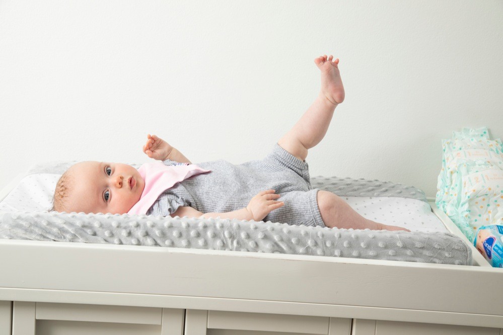 Spotty Giraffe The Changeover Change Pad Cover Grey/White Covers Baby Bunting NZ