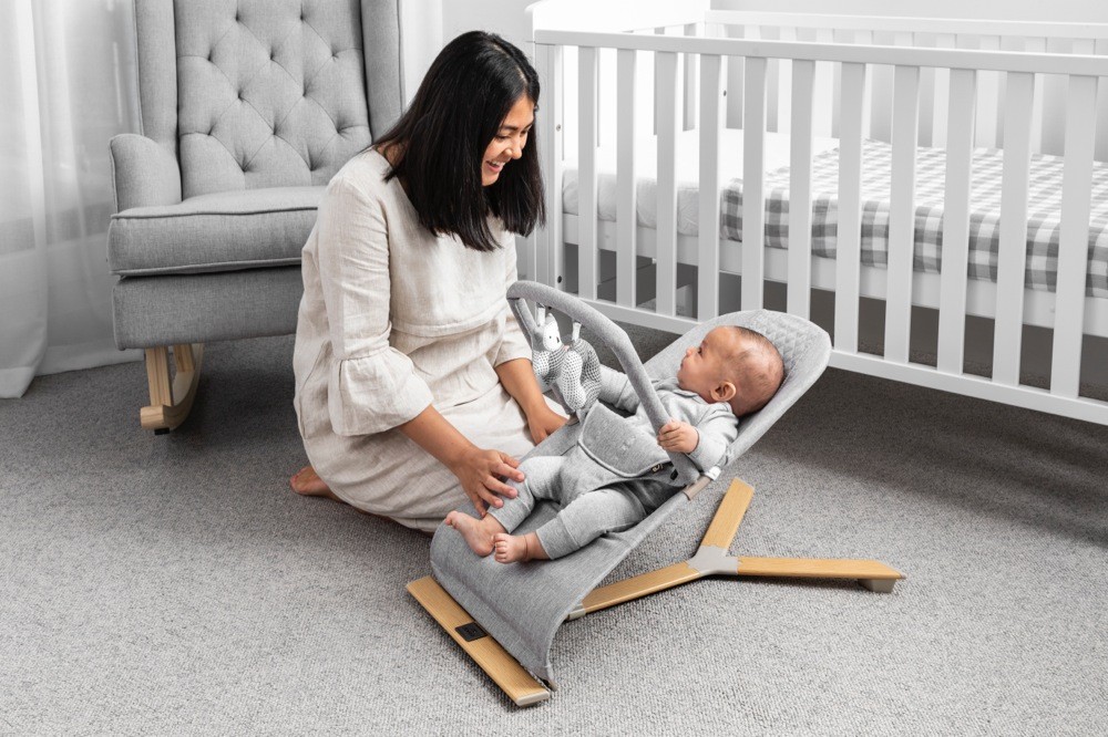 Jengo Relax Bouncer Beech Grey Rockers & Bouncers Baby Bunting AU